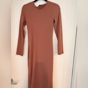 Zara Long Sleeve Dress in Warm Brown